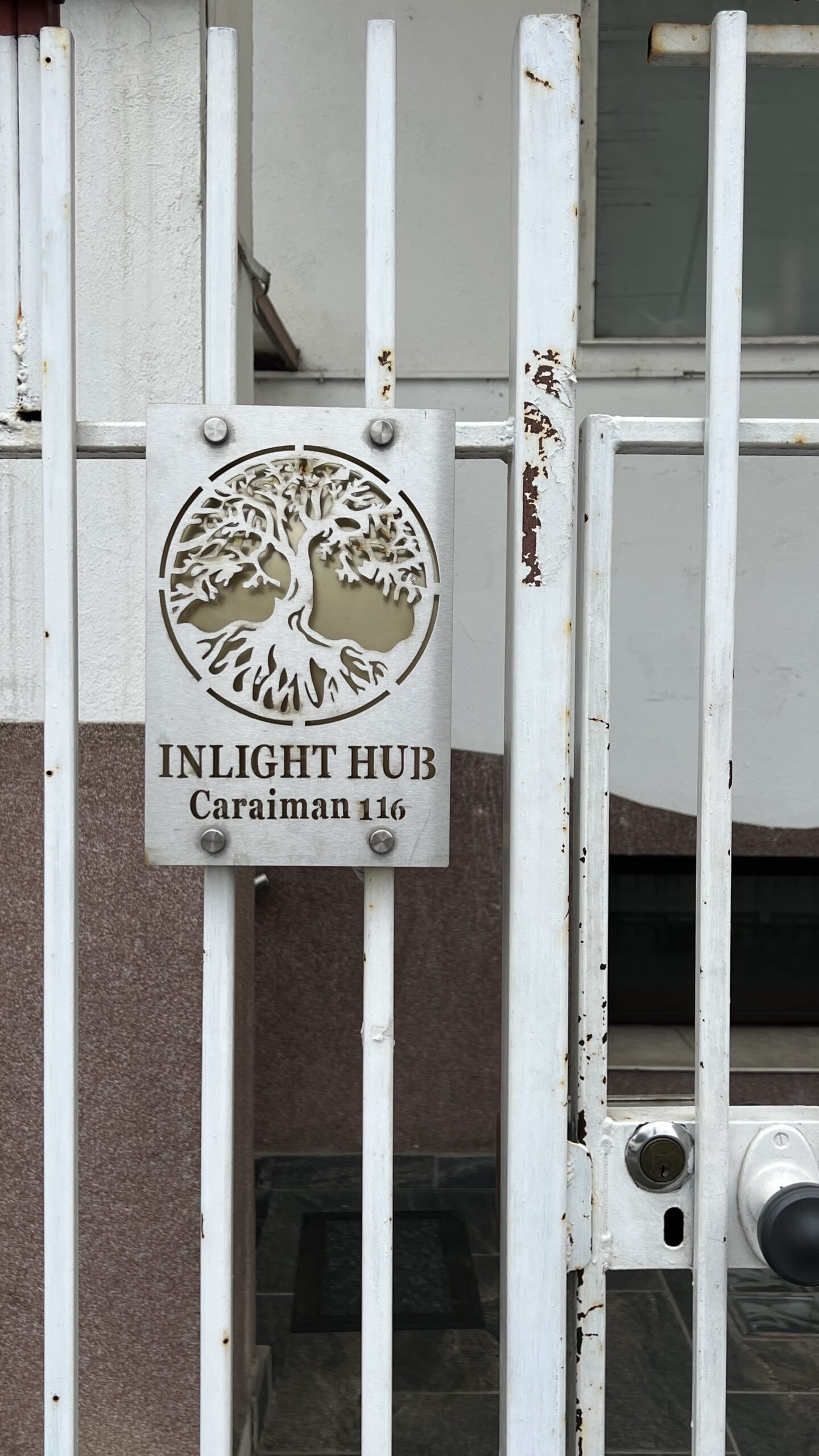 Intrarea în InLight Hub, strada Caraiman 116, zona Piața Domenii
